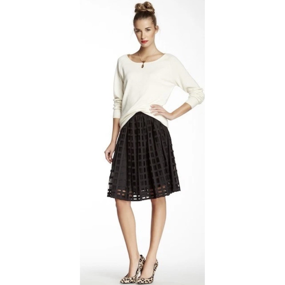 TRINA TURK Sarita Black Windowpane Mesh Skirt - Size‎ 8